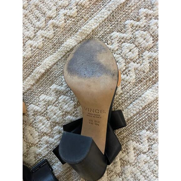 Vince Heels 39.5 / 9.5 Heels Black Leather Alexa Chunky Heel Open Toe Pumps - Picture 13 of 13